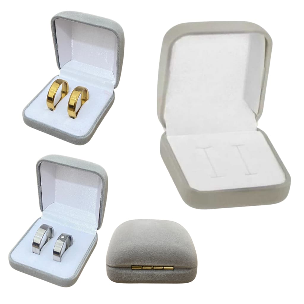 1 unidade caixinha estojo para aliança veludo cinza tradicional corte H atacado varejo