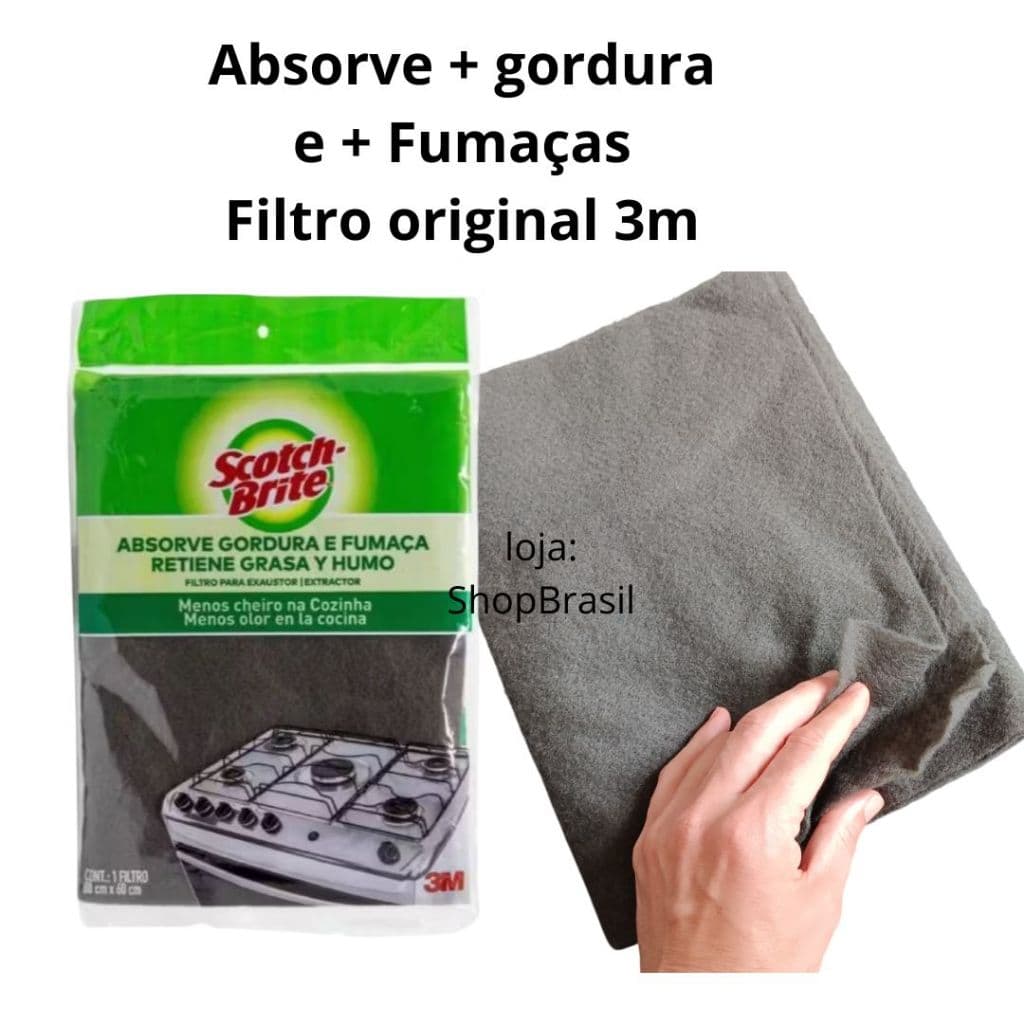 Filtro 3m Scotch Brite para Coifa Para Depurador  Exaustor ar condicionado 80x62 cm Melhor Absorsão