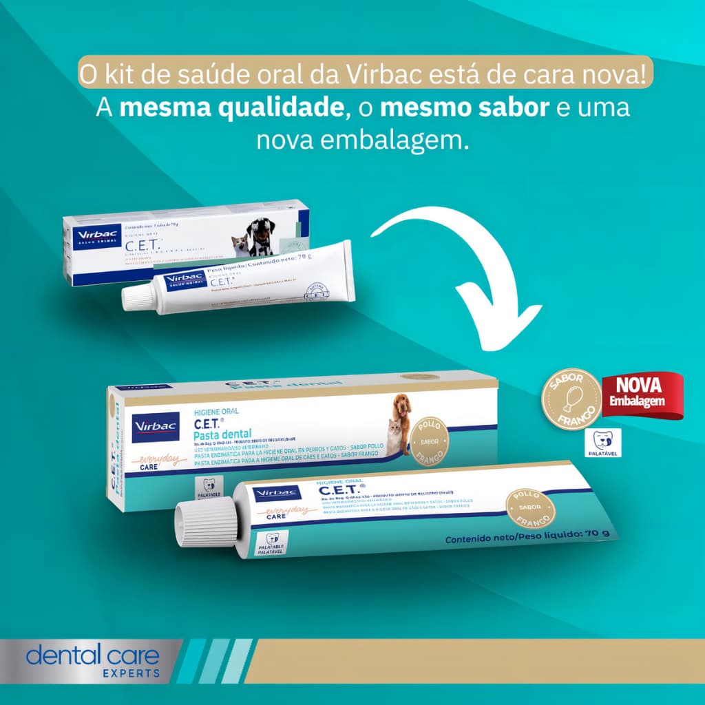 Kit Saúde Oral Virbac - C.e.t Pasta com Necessaire e Escova Sabor Frango