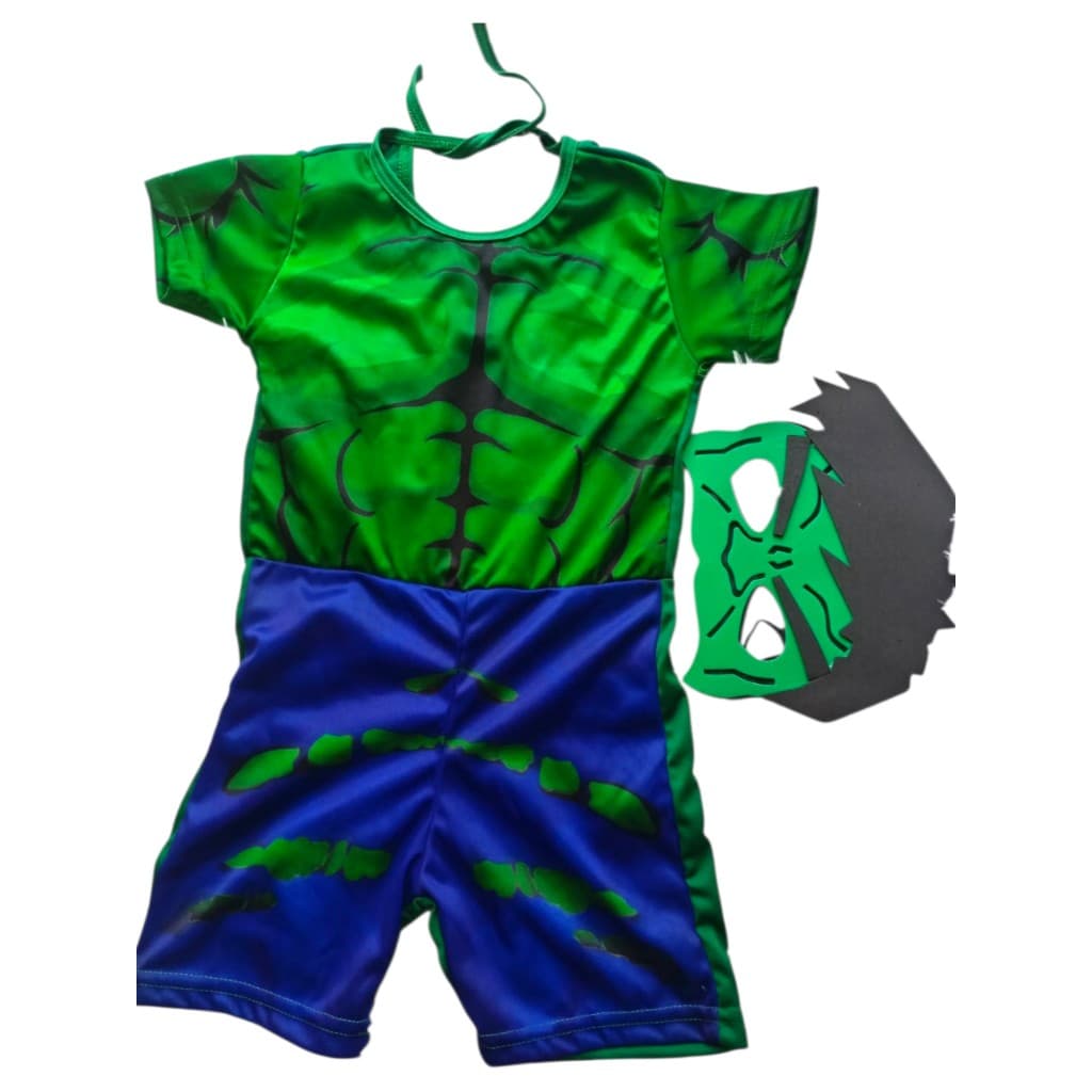 FANTASIA SUPER HERÓI HULK + MÁSCARA EVA FESTA ANIVERSÁRIO ROUPA INFANTIL