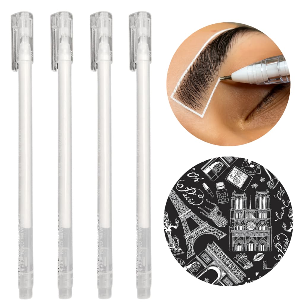 1/2/3/4 Caneta Gel Branca Ponta Fina 0,6mm Marcação Design Sobrancelha Desenho Escolar Detalhe Kit