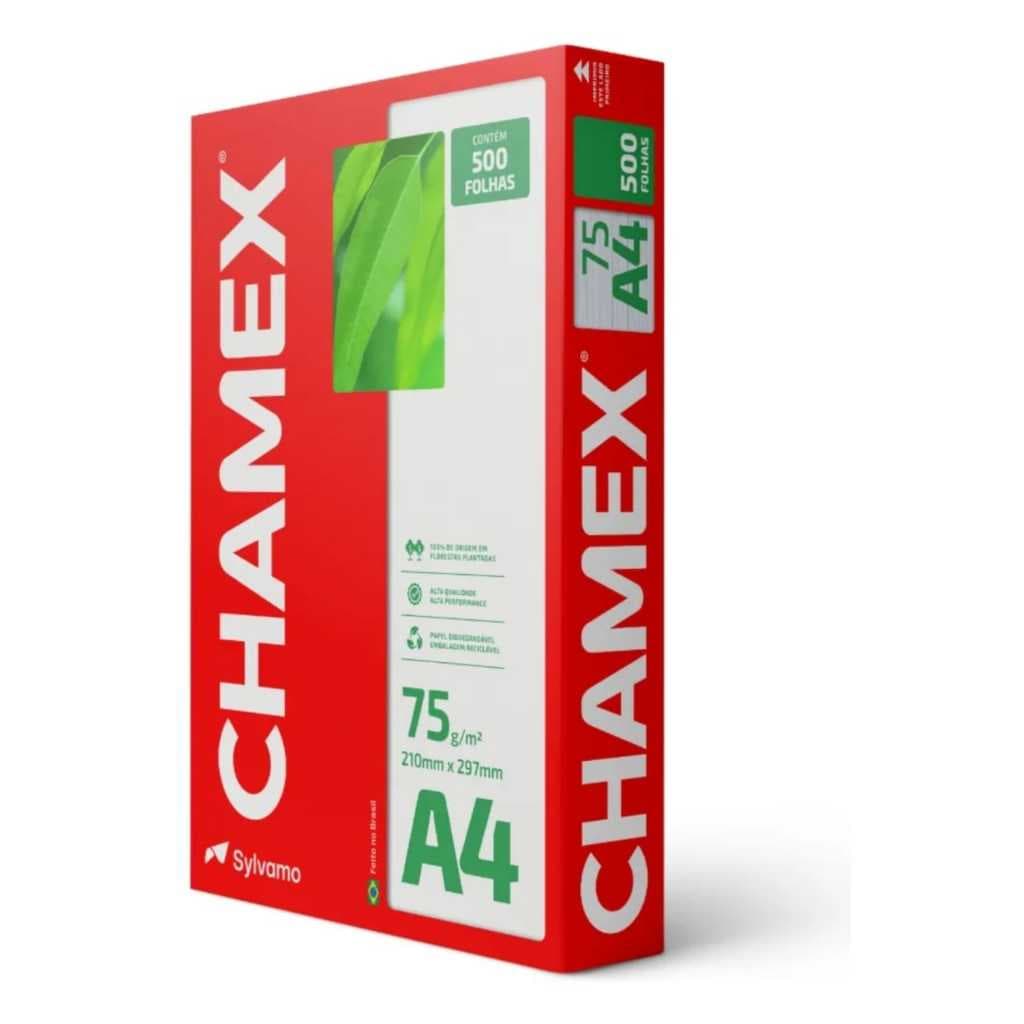 Papel A4 Chamex Office 500 Folhas 75g Branco 1 Resma Papel Sulfite 210x297