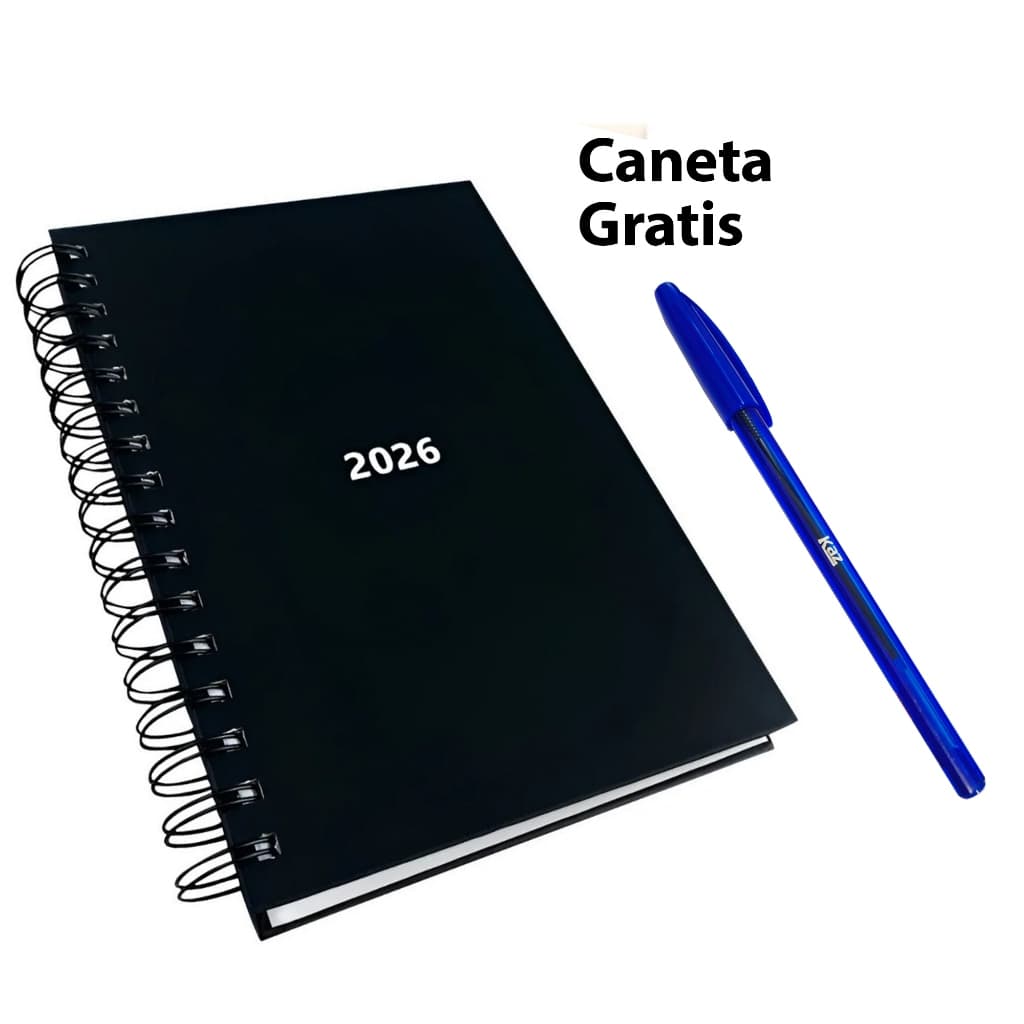 Agenda 2026 Diária Capa Dura A5 168 Folhas Preta 2026 para Presente