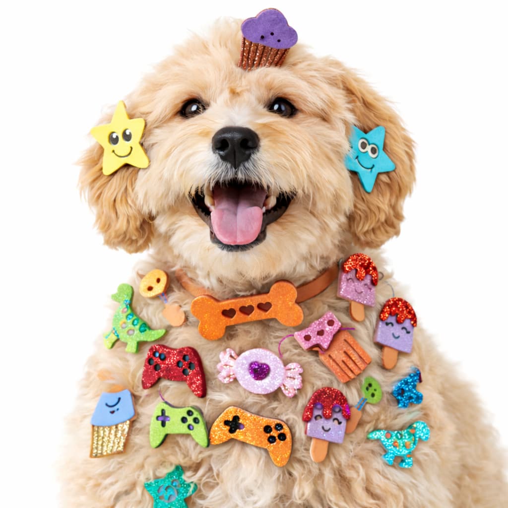 ADESIVO PET FOFOS MACHO E FEMEA BANHO E TOSA APLIQUES COLANTES LACINHOS PARA PETSHOP ATACADO