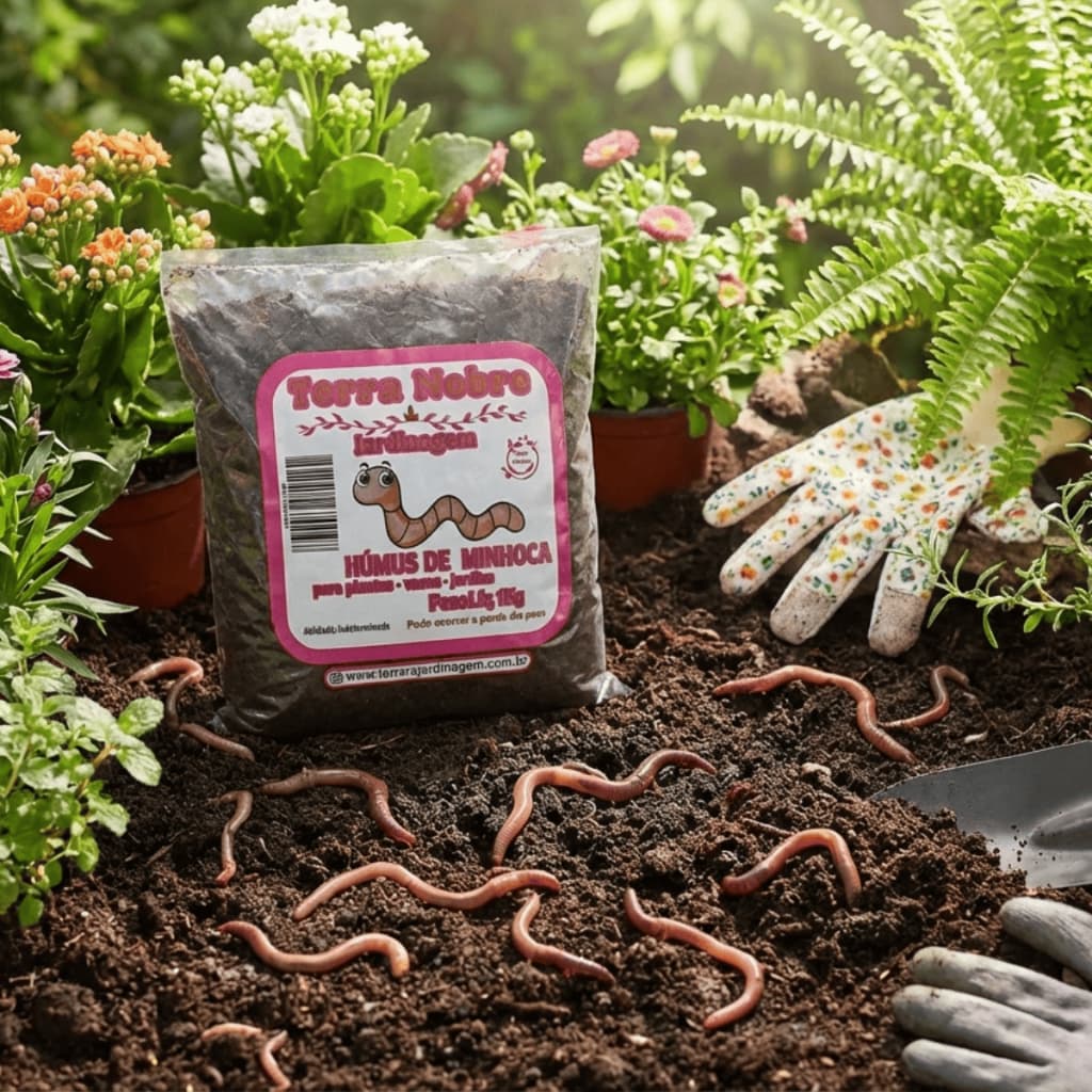 Húmus de Minhoca 1kg até 10kg - Adubo Orgânico 100% Natural para Plantas Hortas Jardins Vasos de Planta