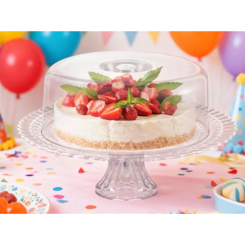 Porta Bolo Elegance em Vidro com Tampa Acrílica Gourmet