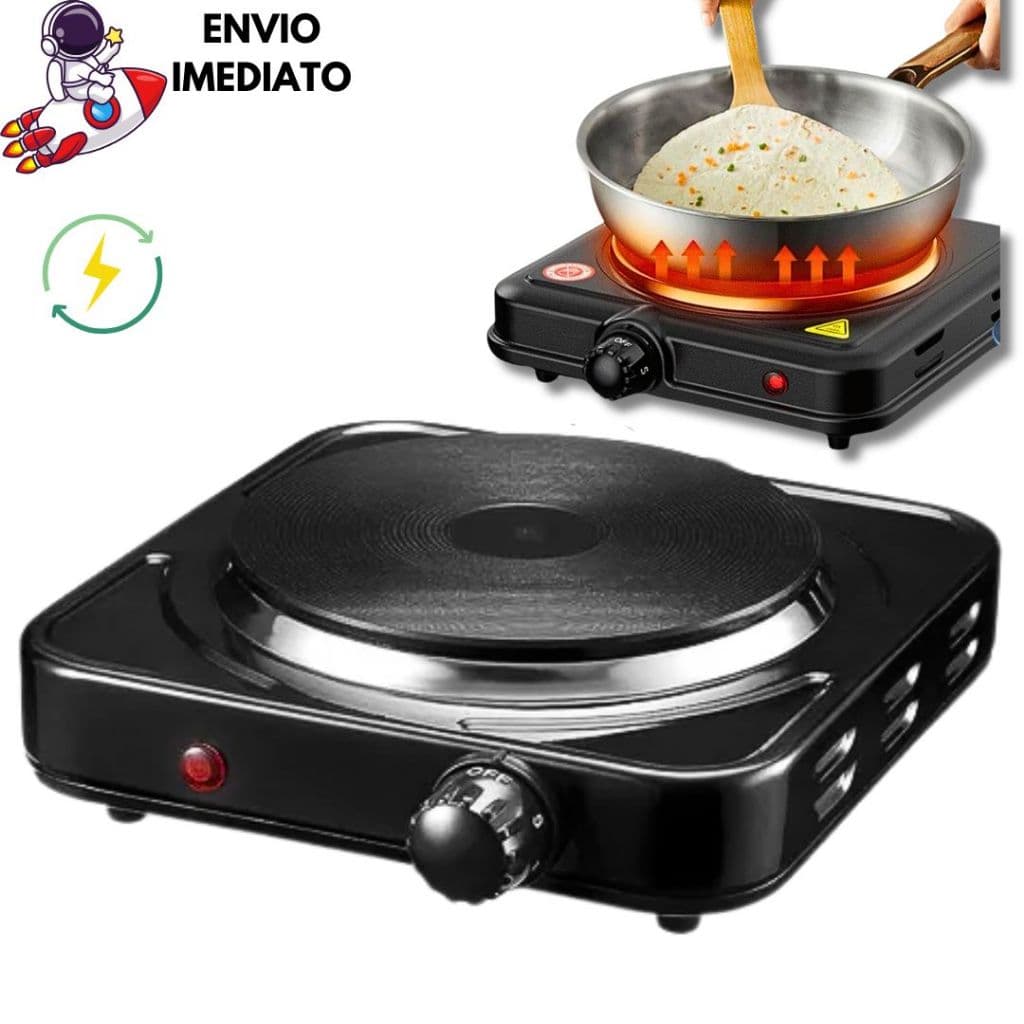 Fogão Cooktop Fogareiro Elétrico Portátil 1 Bocas 1000W 5 Temperaturas Serve em Qualquer panela