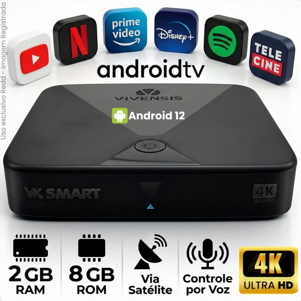 Receptor Vx Smart Vivensis Android Tv Sathd Regional, Sky, 4k