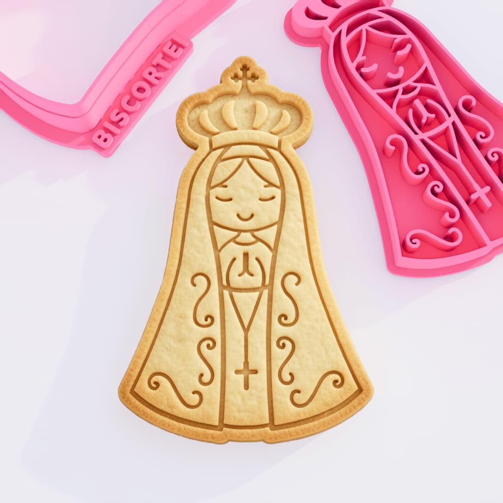 Cortador de Biscoito Nossa Senhora Carimbo Marcador Pasta Americana Biscuit Cookie Bolacha