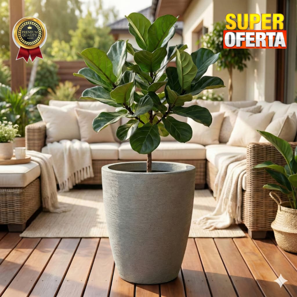 Vaso Grande para Plantas  Flor Jardim Moderno em Polietileno Decorativo Cone Grafiato Escovado Luxo