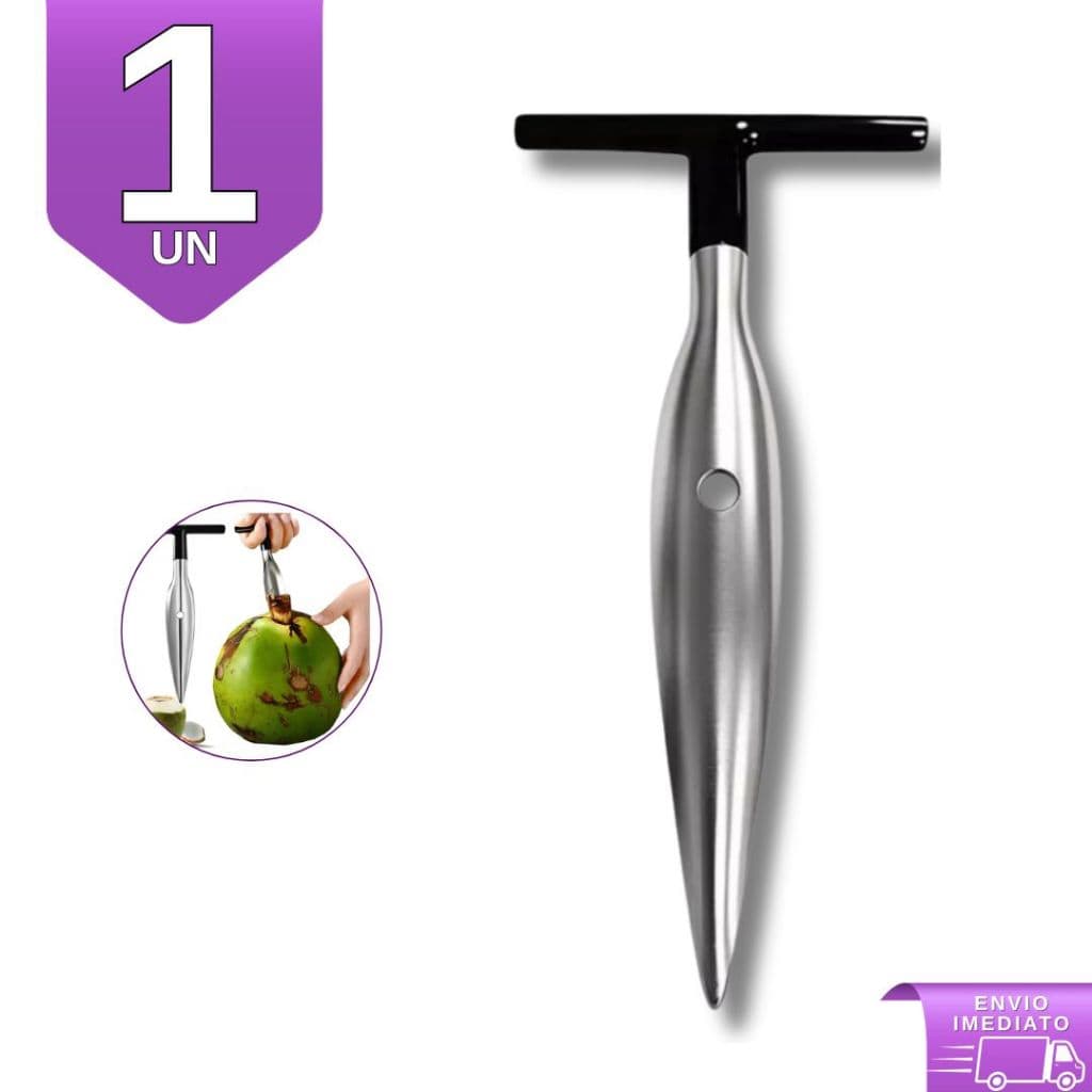 Fura Coco Em Aço Inox Profissional Resistente Furador Abridor Manual Anatômico