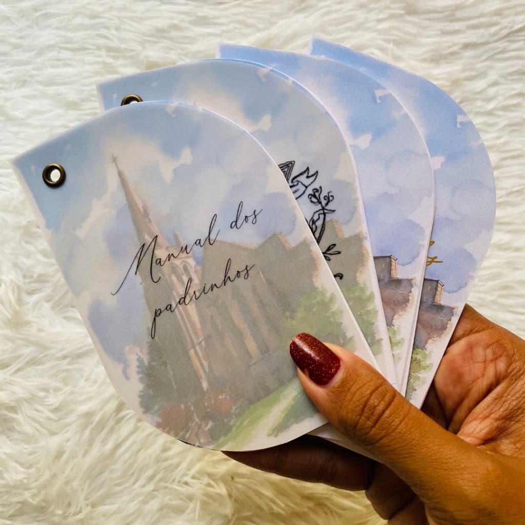 Manual de Padrinhos para Casamento Minimalista com Aquarela - Dois cantos arredondados