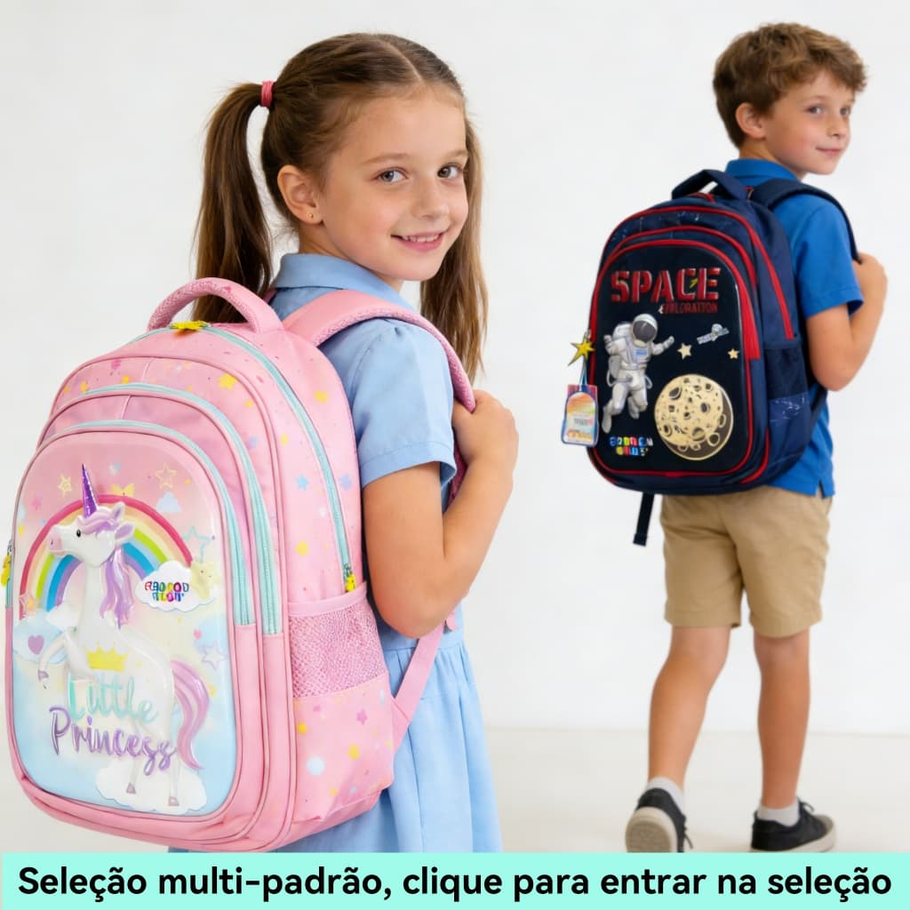 Kids school bag school bag (6 a 12 anos de idade) grande capacidade à prova d'água 3D estereoscópico padrão