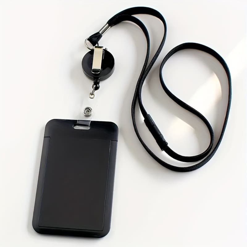 Suporte de Plástico para Cartão Retrátil - Porta Crachá com Cordão Prático