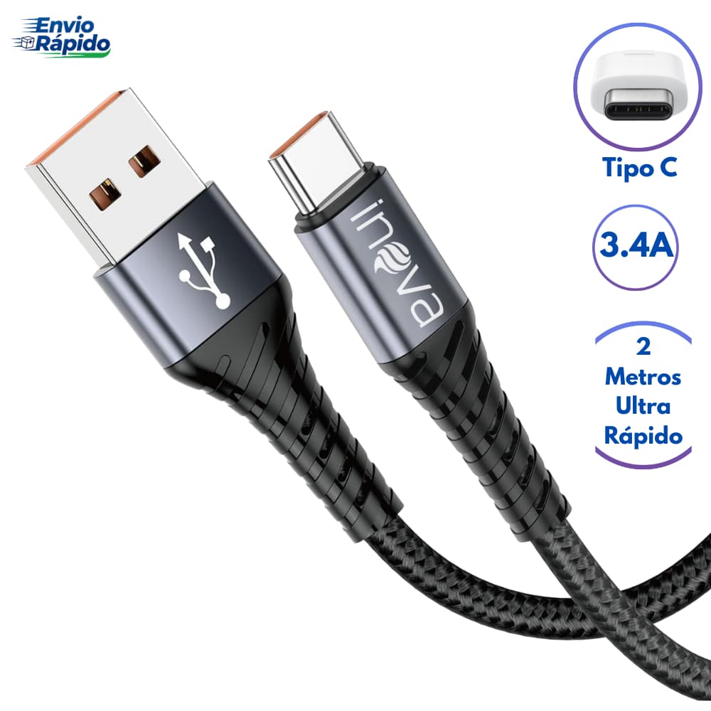 Cabo Carregador Tipo C 2 Metros Reforçado Android usb-c Inova
