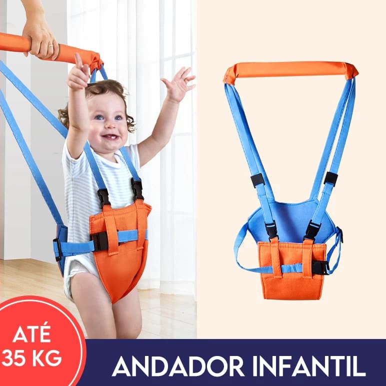 Andador Portátil Moon Walk para Bebê, Auxiliador de Aprender Andar, Suspenso e Colorido