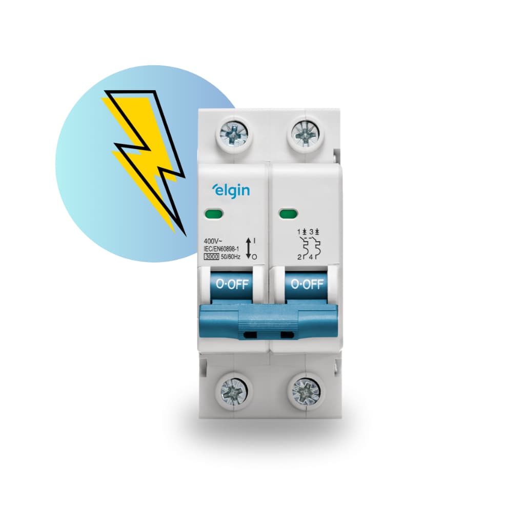 Disjuntor Bipolar Duplo Din Curva C 2 polos 20A 32A 40A