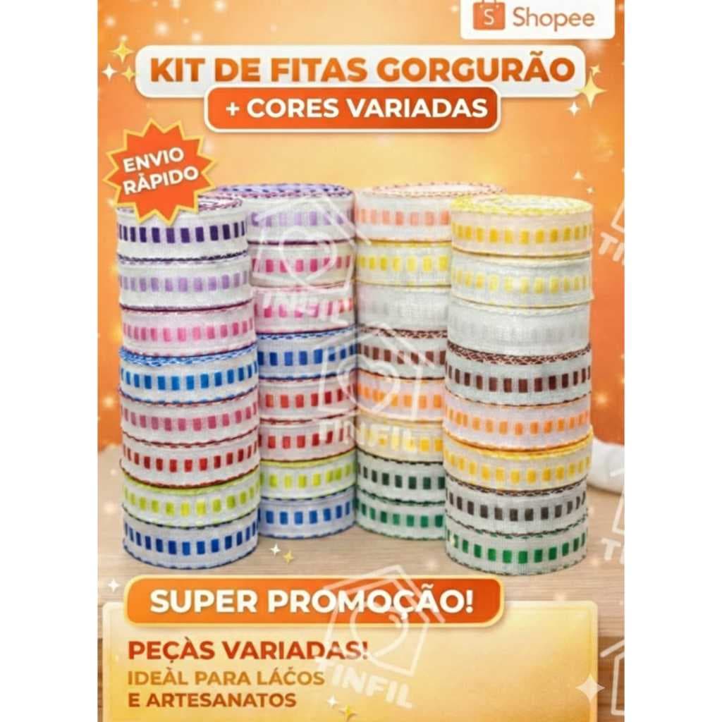Kit Rolos Passa Fita Falso Cores Diversas - 100% Poliester