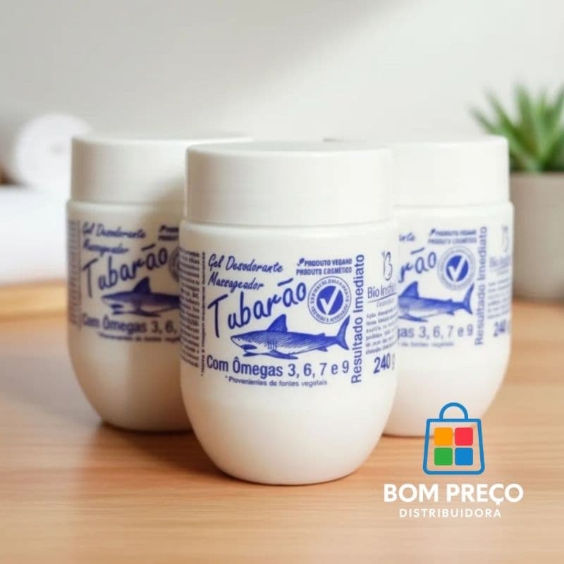 Kit 3 Gel Massageador Tubarão Bio Instinto 240g – Com Ômegas 3, 6, 7 e 9