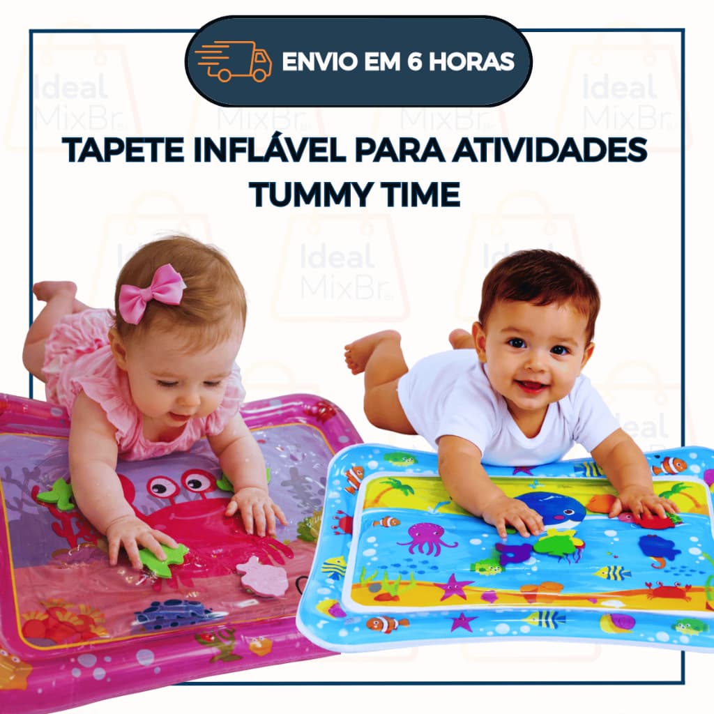 Tapete de Água Inflável Tummy Time Estímulo Sensorial e Fortalecimento para Bebês Em Casa Infantil