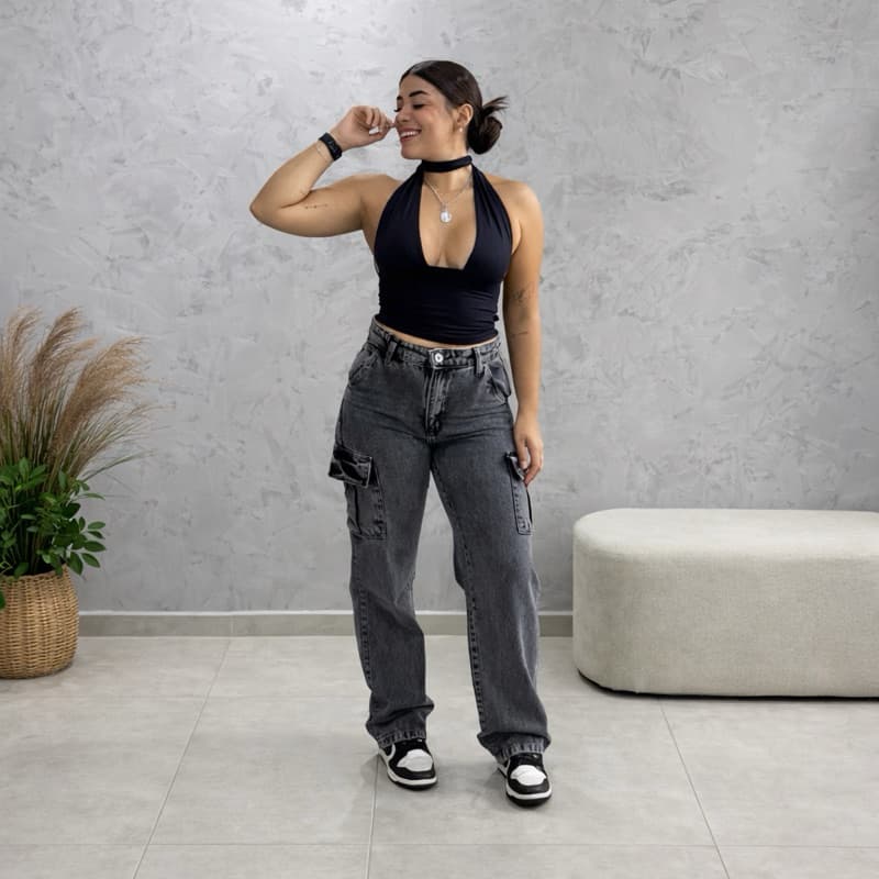 Calça Cargo Feminina Premium Cor Grafite | Estilo Urbano | 34 ao 44