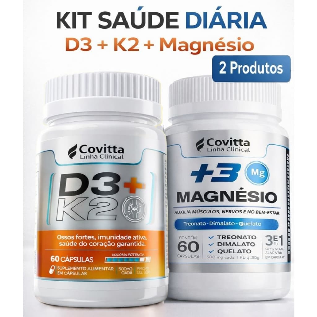 Magnésio Treonato Dimalato Quelato + Vitamina D3 K2 | Kit Completo - Covitta