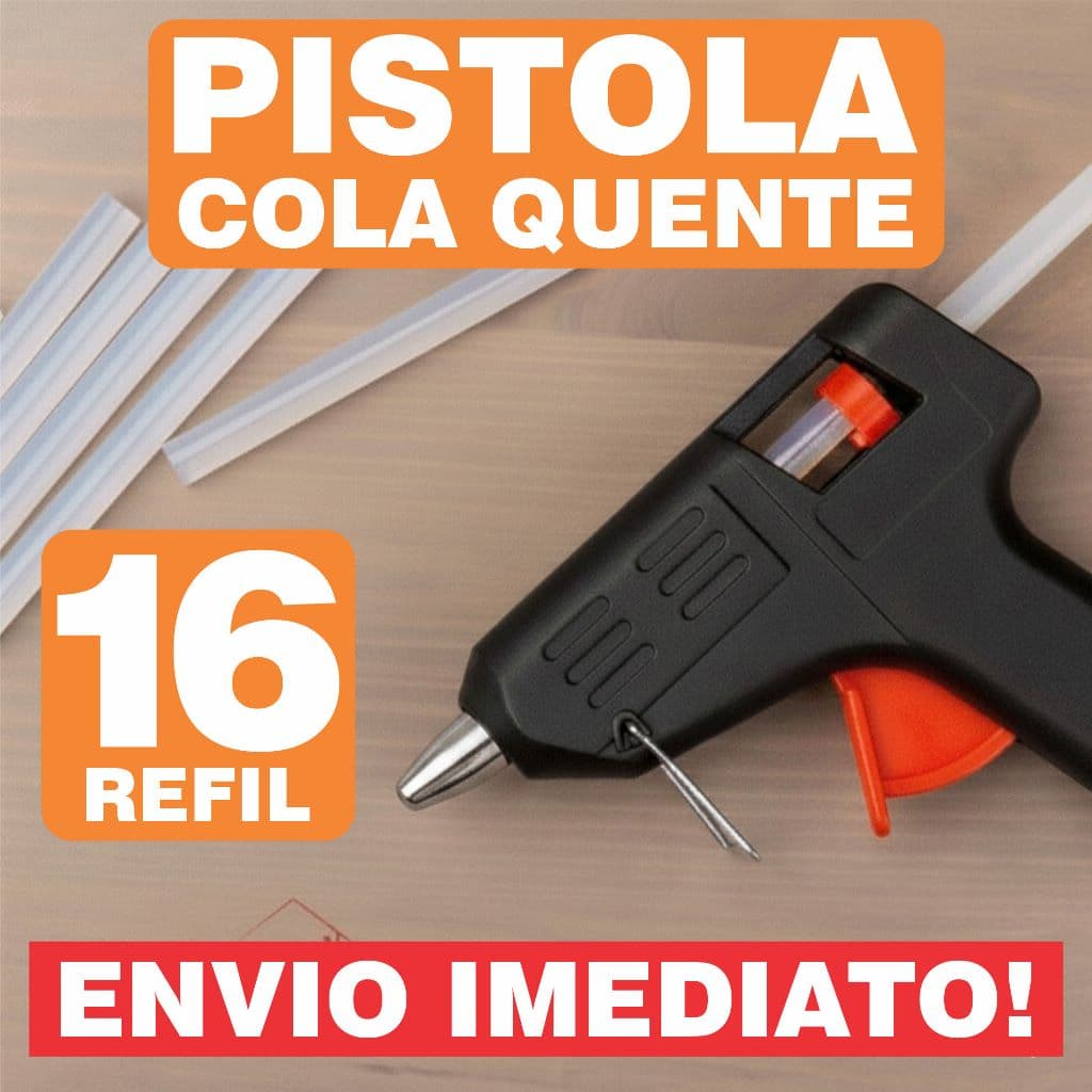 Pistola De Cola Quente + 8, 16 Bastões Revolver De Cola para Escola Artesanato Bivolt 110v e 220v Profissional 20w