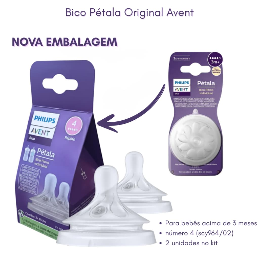 Bico Mamadeira Avent Pétala 3.0 T4 3m+