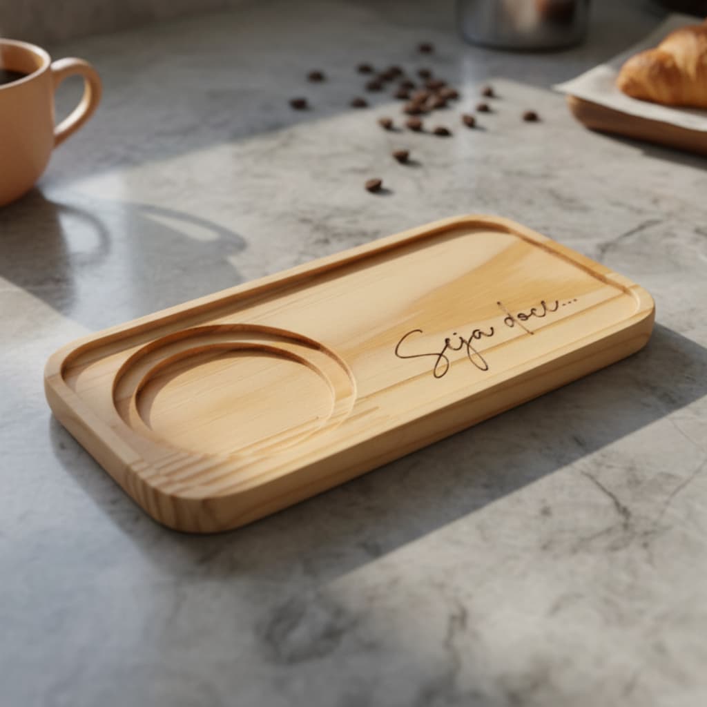 Pires de Madeira Seja Doce Pinus Retangular Porta Xícara Café Chá Artesanal Suporte Decoração