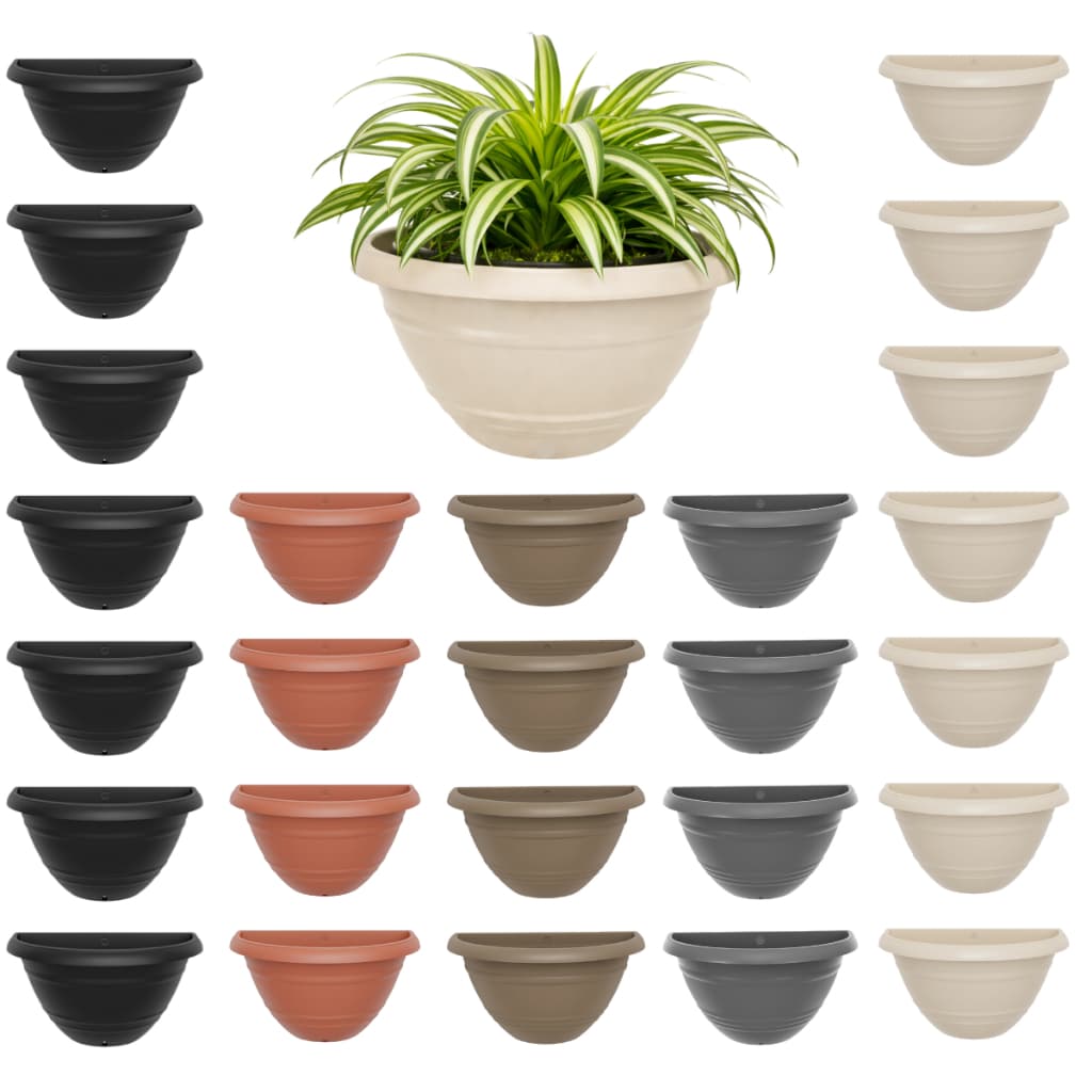 Vaso de Parede 450 ml Preto Marrom Colorido Plastico Meia Lua Flores Decoracao Hortal Vertical