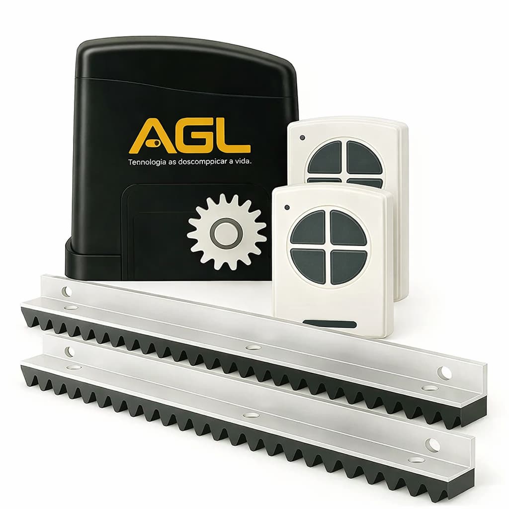 Kit Motor deslizante de correr AGL 300kg Trino Light 127 OU 220V COM OU SEM CREMALHEIRA