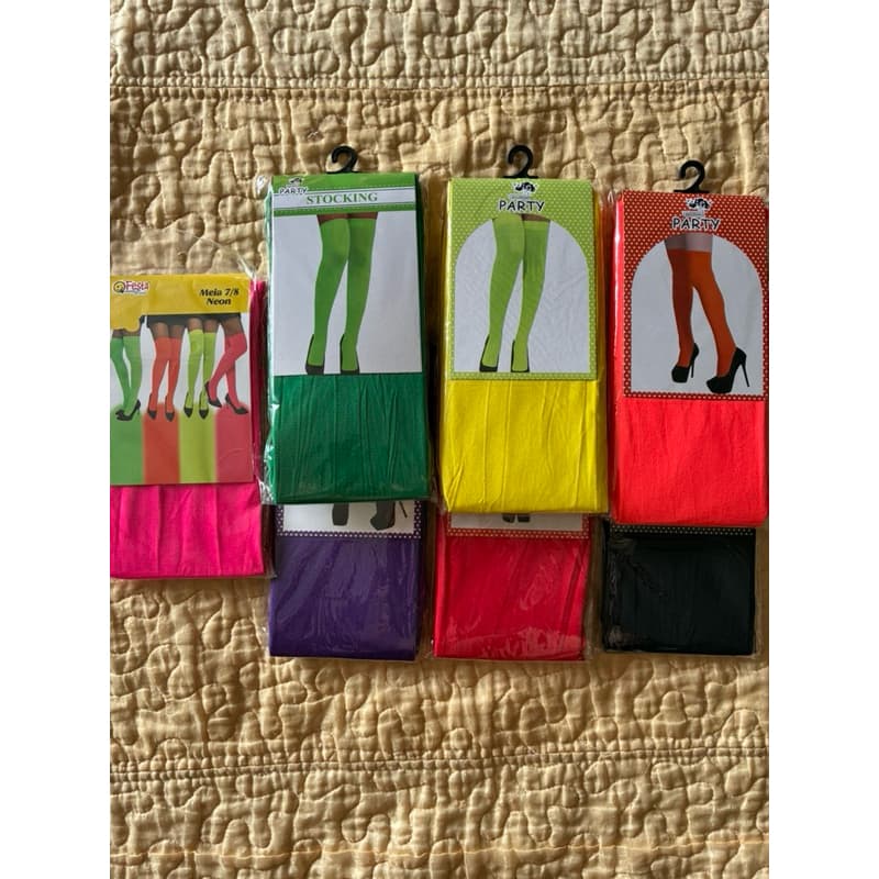 meia fina 7/8 lisa festa carnaval cosplay