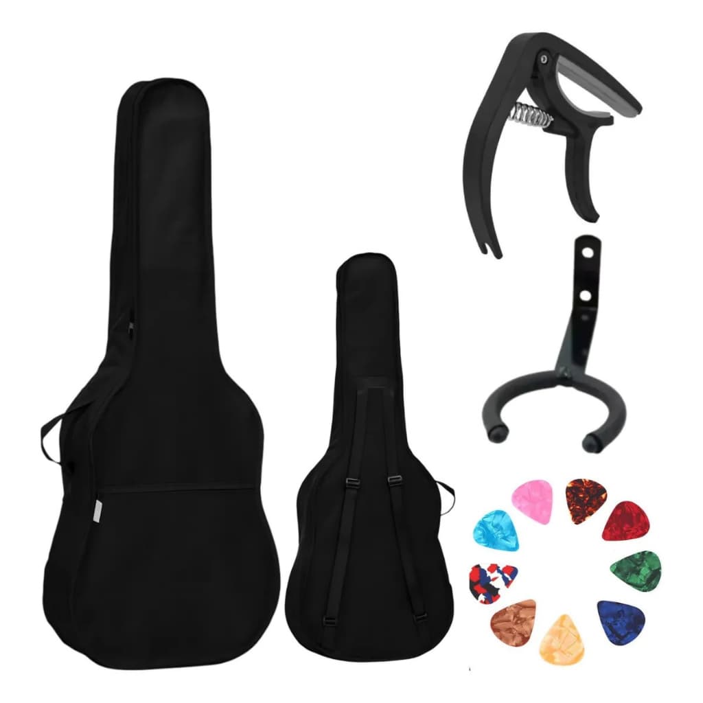 Capa De Violão + Suporte De Violão + Capotraste + 10 Palhetas