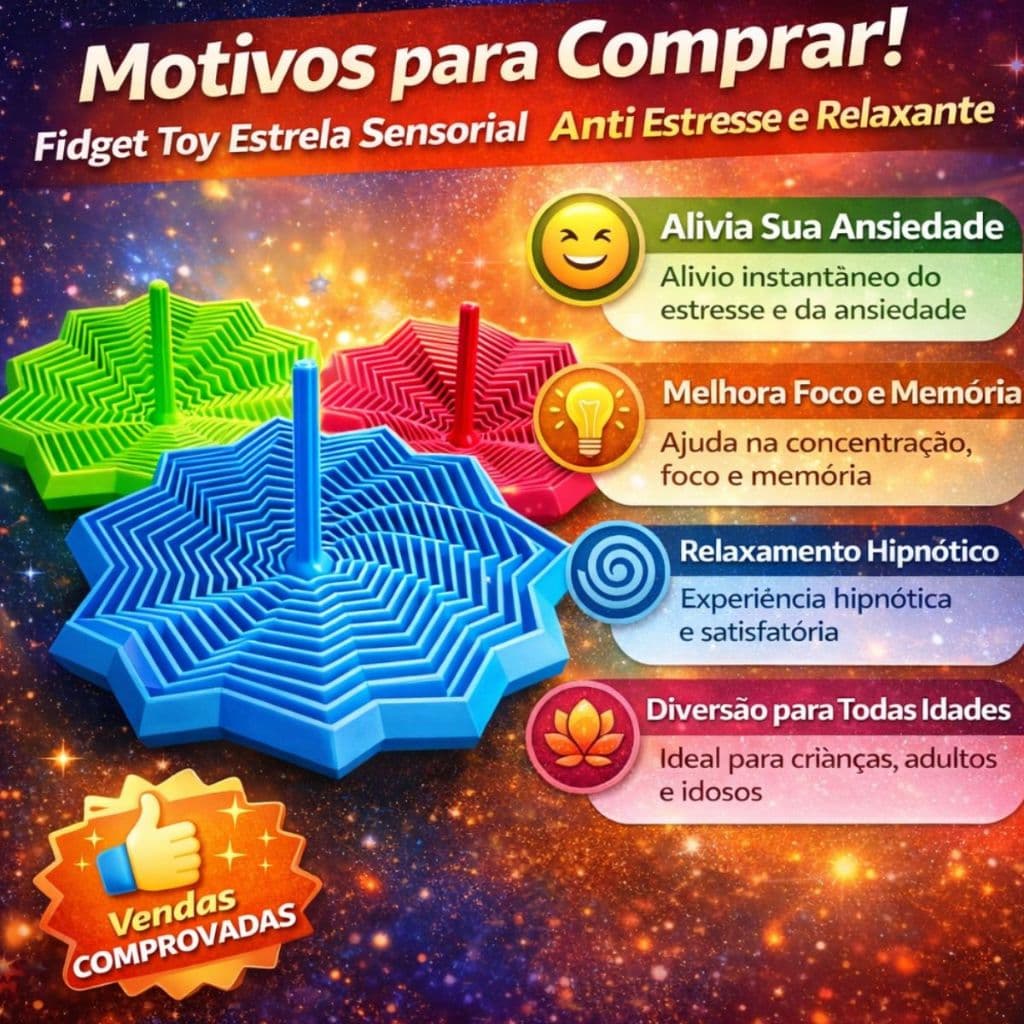 Fidget Toy Estrela Sensorial 3D Expansível Anti stress Relaxante Depressão Sensorial Rotativo