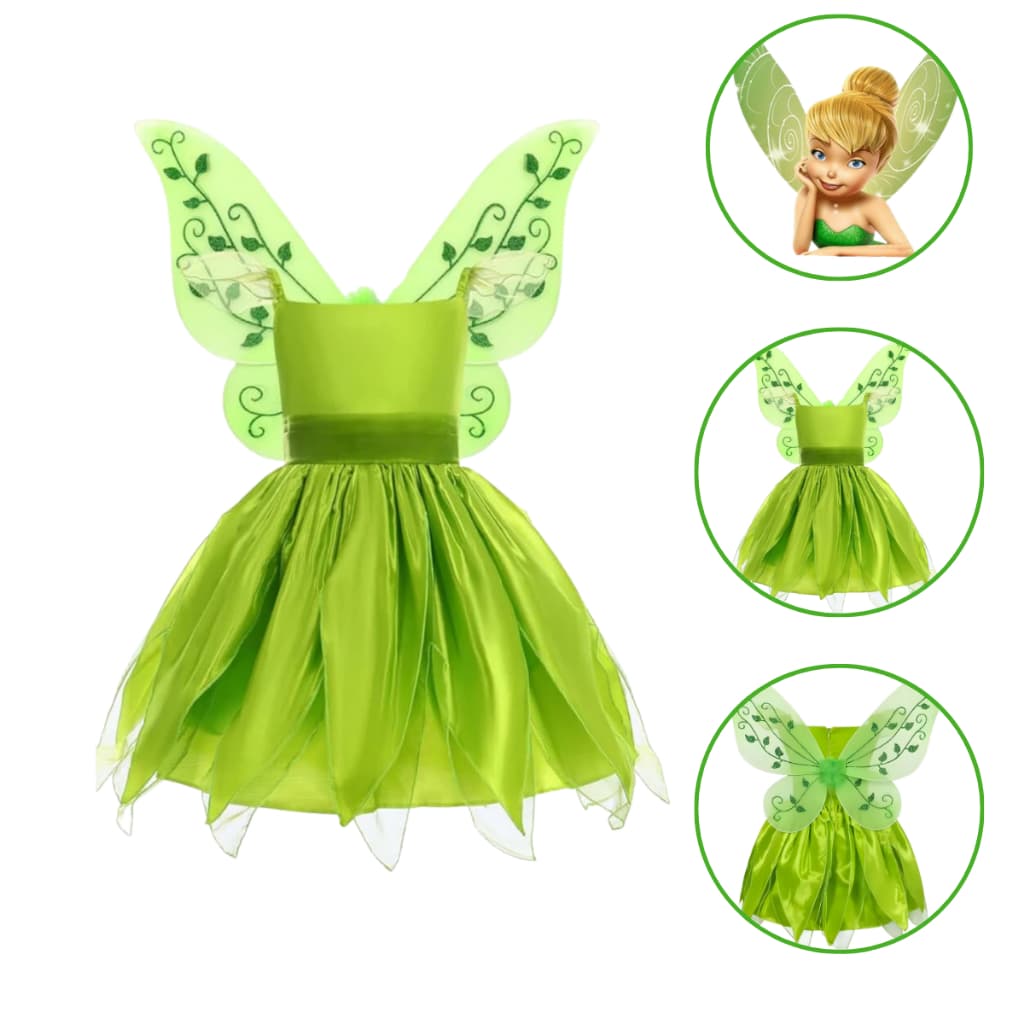 Fantasia TinkerBell Vestido infantil Sininho Para Festa Halloween Fada Carnaval
