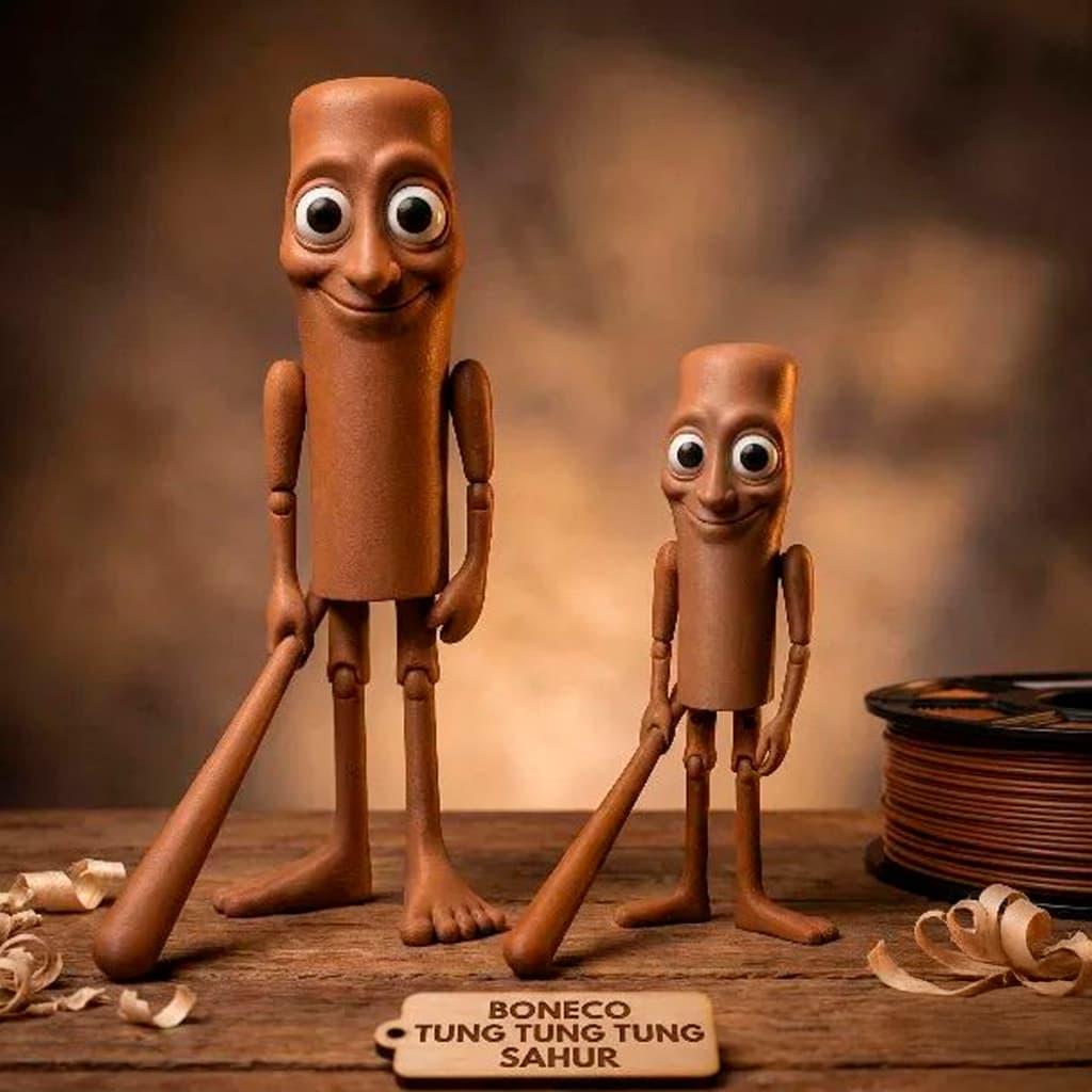 Boneco Tung Tung Sahur 3D Articulado Colecionável Engraçado Brinquedo Decorativo