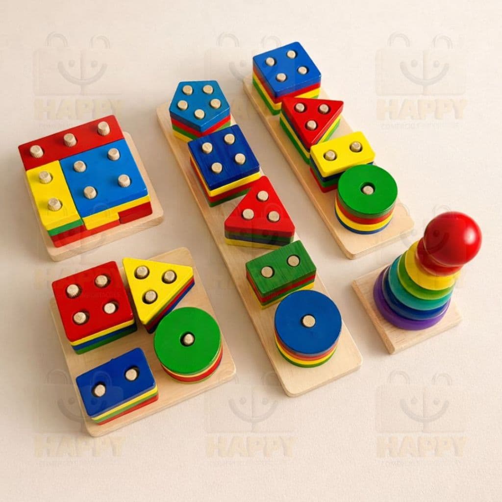 Brinquedo Pedagógico Infantil MDF Encaixe Formas Geométricas Coordenação Motora