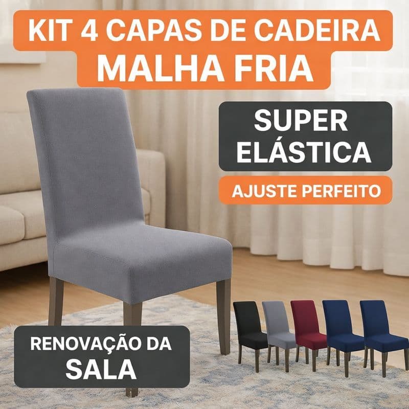 Capa de Cadeira Kit 4 Exclusiva Malha Gel Varias Cores