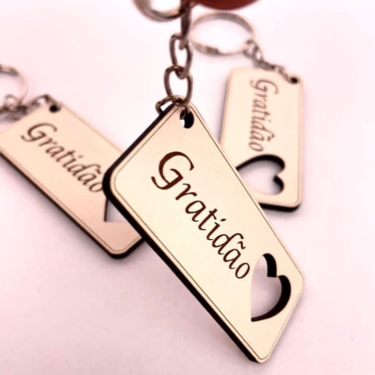 Chaveiro Lembrancinha Mdf Gravado Gratidão + Coração