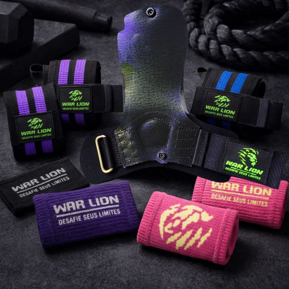 Kit 3 Peças Grip Crossfit + Munhequeira Seca Suor + Munhequeira Elástica