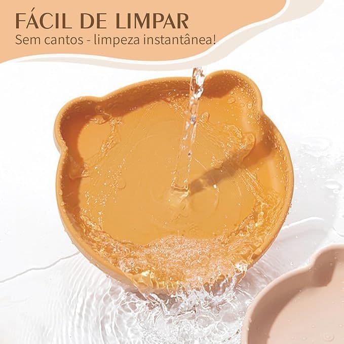 Prato Infantil de Silicone Antiderrapante com Ventosa Perfeito para Introdução Alimentar