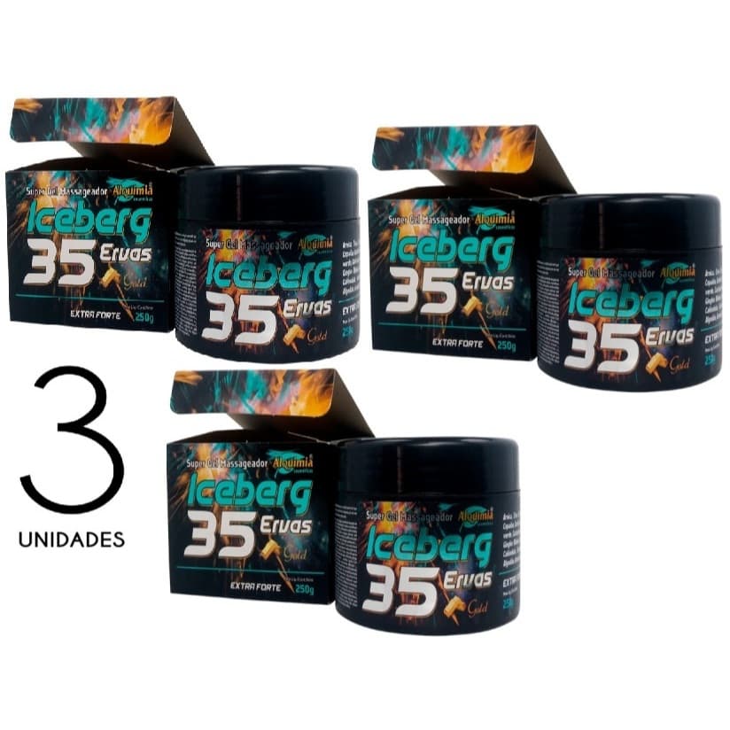 Kit 3 Unid SUPER GEL Massageador 35 ERVAS ICEBERG 250g Alquimia Cosméticos
