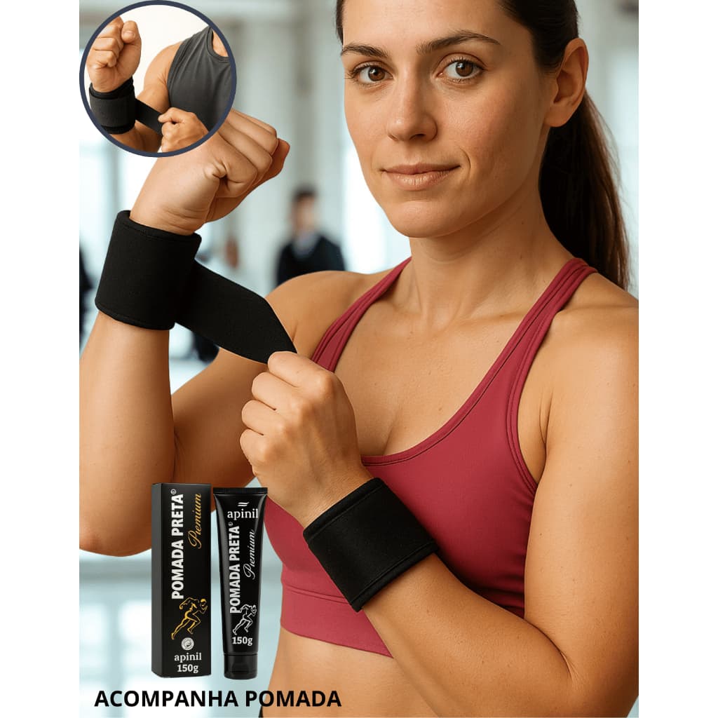 Munhequeira Apoio Pulso Ortopédica Alta Compressão  Elástica Ajustável Esporte Treino Cross Academia