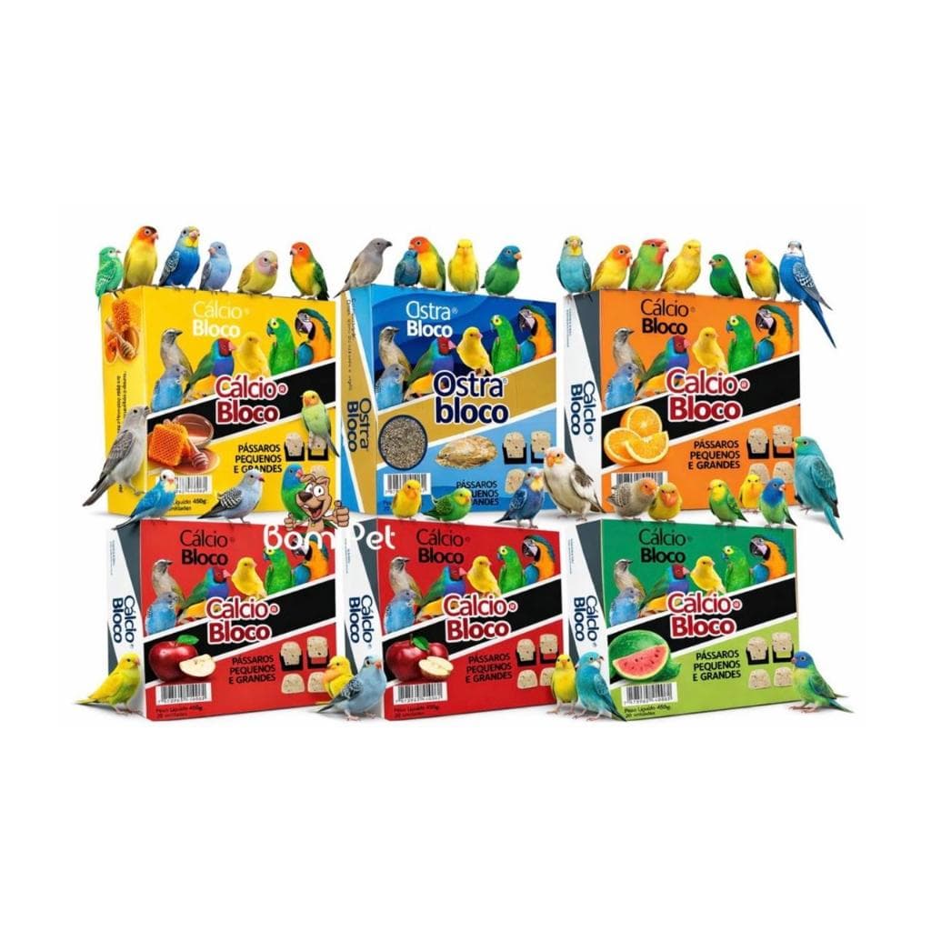 Pedra de Calcio Mineral Bloco Aromas C/20 Unidades  Todo Tipo de  Passaros e Aves Diversos Aromas 450g