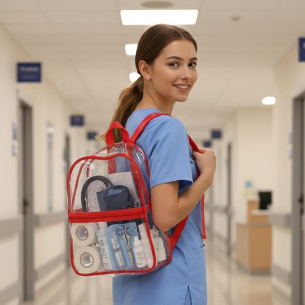 Mochila Transparente Reforçada, Ideal Para Enfermagem Maquiagem Escola Academia Organizador