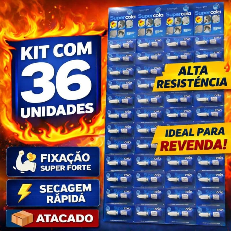 Kit 12 Super Cola Alta Resistencia Secagem Rapida - Atacado