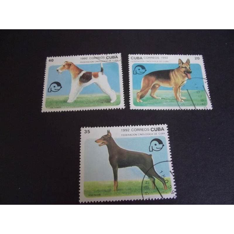 série de selos temática cães fauna cuba