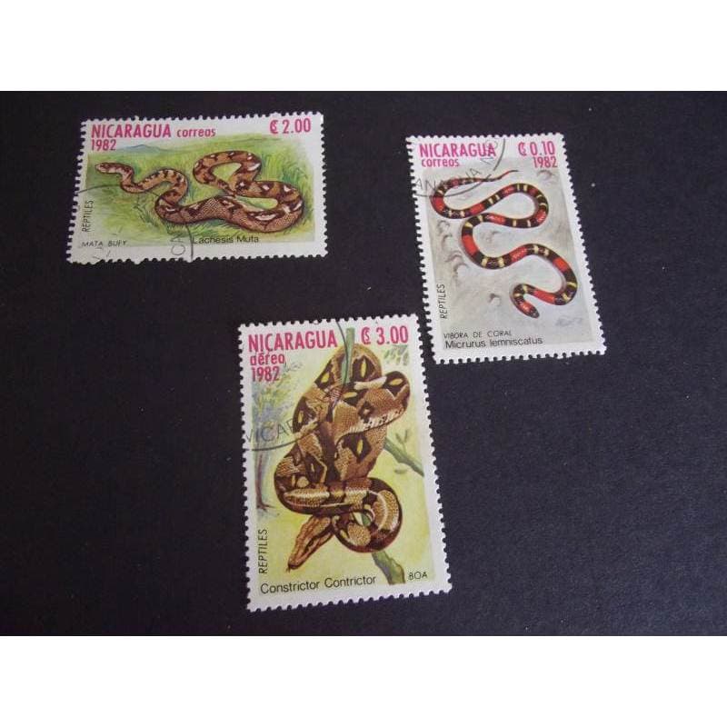 série de selos temática serpentes nicarágua