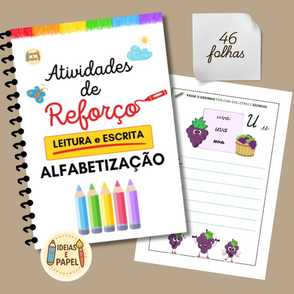Apostila A4 com 46 Atividades de Reforço – Mais Vendido ~Leitura e Escrita | Alfabetização Infantil