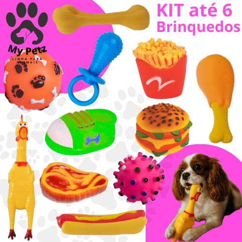 KIT Mordedor Com Apito, Brinquedo Cachorro Pet Pequeno Médio Porte Brinquedinho Pet Mordedor